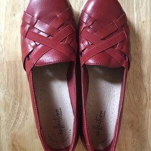 Red Women's Woven Ballet Flats - Collection B (Comfort Series)